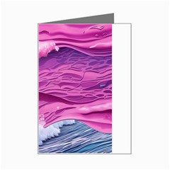 Abstract Pink Ocean Waves Mini Greeting Card by GardenOfOphir