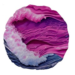 Abstract Pink Ocean Waves Large 18  Premium Round Cushions by GardenOfOphir