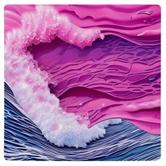 Abstract Pink Ocean Waves Uv Print Square Tile Coaster  by GardenOfOphir