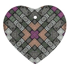 Mandala Decoration Floral Flower Indian Design Heart Ornament (two Sides)