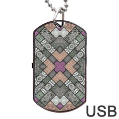 Mandala Decoration Floral Flower Indian Design Dog Tag Usb Flash (one Side)