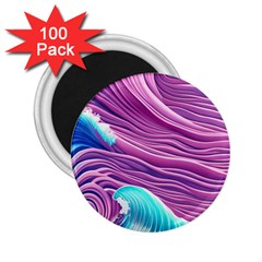 Pink Water Waves 2 25  Magnets (100 Pack)  by GardenOfOphir