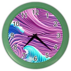 Pink Water Waves Color Wall Clock by GardenOfOphir