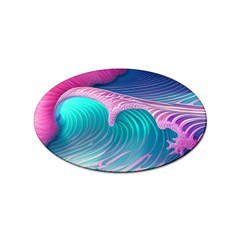 Pink Waves On The Beach Sticker Oval (100 Pack) by GardenOfOphir
