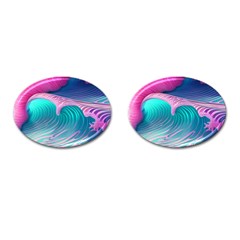 Pink Waves On The Beach Cufflinks (oval) by GardenOfOphir