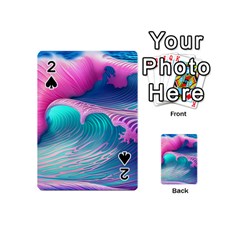 Pink Waves On The Beach Playing Cards 54 Designs (mini) by GardenOfOphir