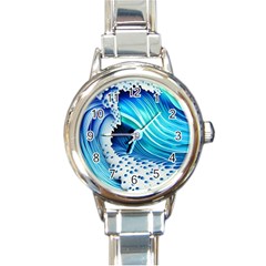 Blue Water Reflections Round Italian Charm Watch by GardenOfOphir