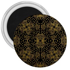 Pattern Seamless Gold 3d Abstraction Ornate 3  Magnets