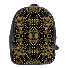 Pattern Seamless Gold 3d Abstraction Ornate School Bag (large)