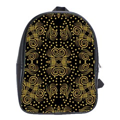 Pattern Seamless Gold 3d Abstraction Ornate School Bag (xl)