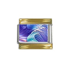 Majestic Ocean Waves Gold Trim Italian Charm (9mm) by GardenOfOphir