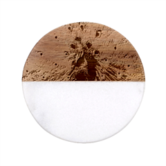 Peacock Bird Animal Feather Nature Colorful Classic Marble Wood Coaster (round)  by Ravend