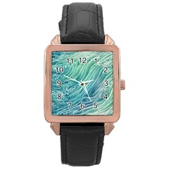 Wave Of The Ocean Rose Gold Leather Watch  by GardenOfOphir