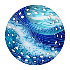 Water Waves Round Filigree Ornament (two Sides) by GardenOfOphir