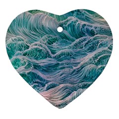 Waves Of The Ocean Ii Ornament (heart) by GardenOfOphir