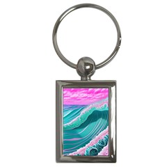 Pink Ocean Waves Key Chain (rectangle) by GardenOfOphir