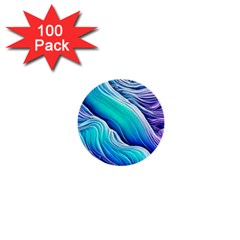 Ocean Waves In Pastel Tones 1  Mini Buttons (100 Pack)  by GardenOfOphir