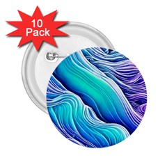 Ocean Waves In Pastel Tones 2.25  Buttons (10 pack) 