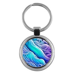 Ocean Waves In Pastel Tones Key Chain (Round)