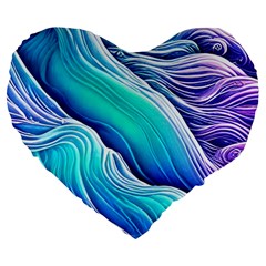 Ocean Waves In Pastel Tones Large 19  Premium Heart Shape Cushions
