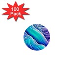 Ocean Waves In Pastel Tones 1  Mini Buttons (100 pack)  Front