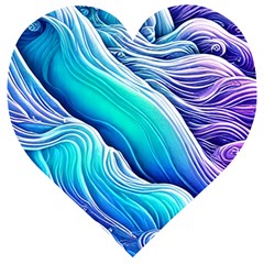 Ocean Waves In Pastel Tones Wooden Puzzle Heart by GardenOfOphir