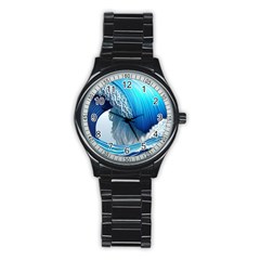 The Power Of The Ocean Stainless Steel Round Watch by GardenOfOphir