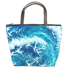 Abstract Blue Ocean Waves Iii Bucket Bag by GardenOfOphir