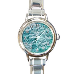 Nature Ocean Waves Round Italian Charm Watch by GardenOfOphir