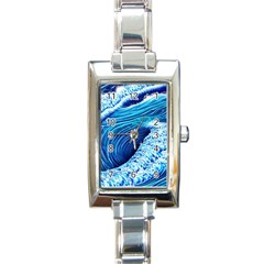 Simple Blue Ocean Wave Rectangle Italian Charm Watch by GardenOfOphir