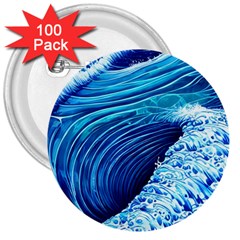 Simple Blue Ocean Wave 3  Buttons (100 Pack)  by GardenOfOphir