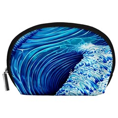 Simple Blue Ocean Wave Accessory Pouch (large) by GardenOfOphir