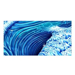Simple Blue Ocean Wave Satin Shawl 45  X 80  by GardenOfOphir