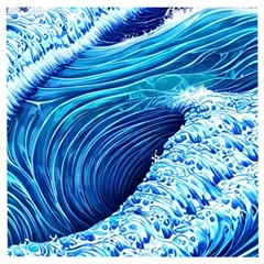 Simple Blue Ocean Wave Wooden Puzzle Square by GardenOfOphir