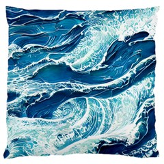 Summer Ocean Waves Large Premium Plush Fleece Cushion Case (one Side) by GardenOfOphir