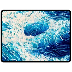 Abstract Blue Ocean Wave Ii Fleece Blanket (large) by GardenOfOphir
