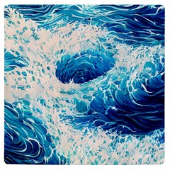 Abstract Blue Ocean Wave Ii Uv Print Square Tile Coaster  by GardenOfOphir