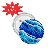 Blue Ocean Wave Watercolor 1 75  Buttons (10 Pack) by GardenOfOphir