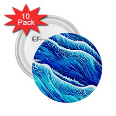 Blue Ocean Wave Watercolor 2 25  Buttons (10 Pack)  by GardenOfOphir