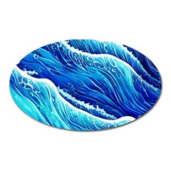 Blue Ocean Wave Watercolor Oval Magnet by GardenOfOphir