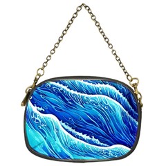 Blue Ocean Wave Watercolor Chain Purse (one Side)