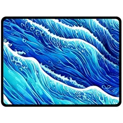 Blue Ocean Wave Watercolor One Side Fleece Blanket (large) by GardenOfOphir