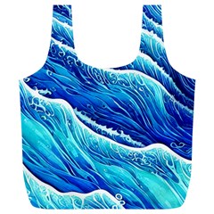 Blue Ocean Wave Watercolor Full Print Recycle Bag (xl) by GardenOfOphir