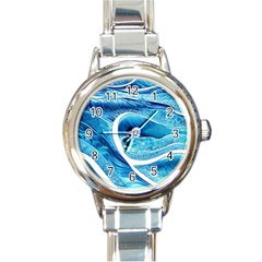 Blue Wave Round Italian Charm Watch by GardenOfOphir