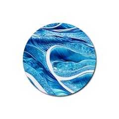 Blue Wave Rubber Round Coaster (4 Pack) by GardenOfOphir