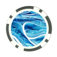 Blue Wave Poker Chip Card Guard by GardenOfOphir