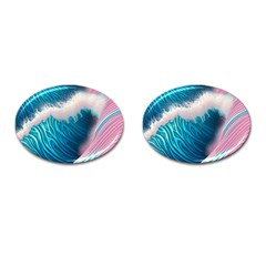 Pink Sea Water Cufflinks (oval) by GardenOfOphir