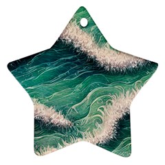 Blue Wave Pattern Star Ornament (two Sides) by GardenOfOphir