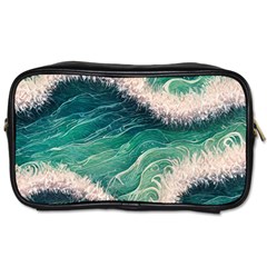 Blue Wave Pattern Toiletries Bag (two Sides) by GardenOfOphir