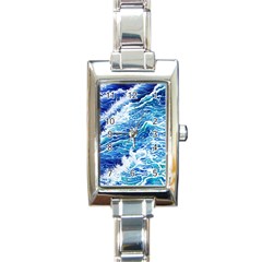 Abstract Blue Wave Rectangle Italian Charm Watch by GardenOfOphir